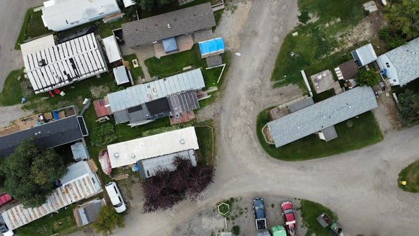 Aerial view of mobile home park